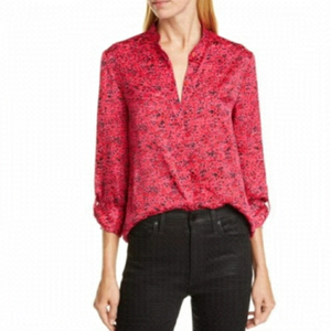 Alice & Olivia Eloise Pink Black Floral Blouse